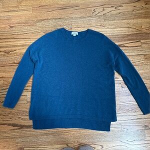 100% Premier Cashmere Womens Blue Sweater Size L Large 3/4 Sleeves